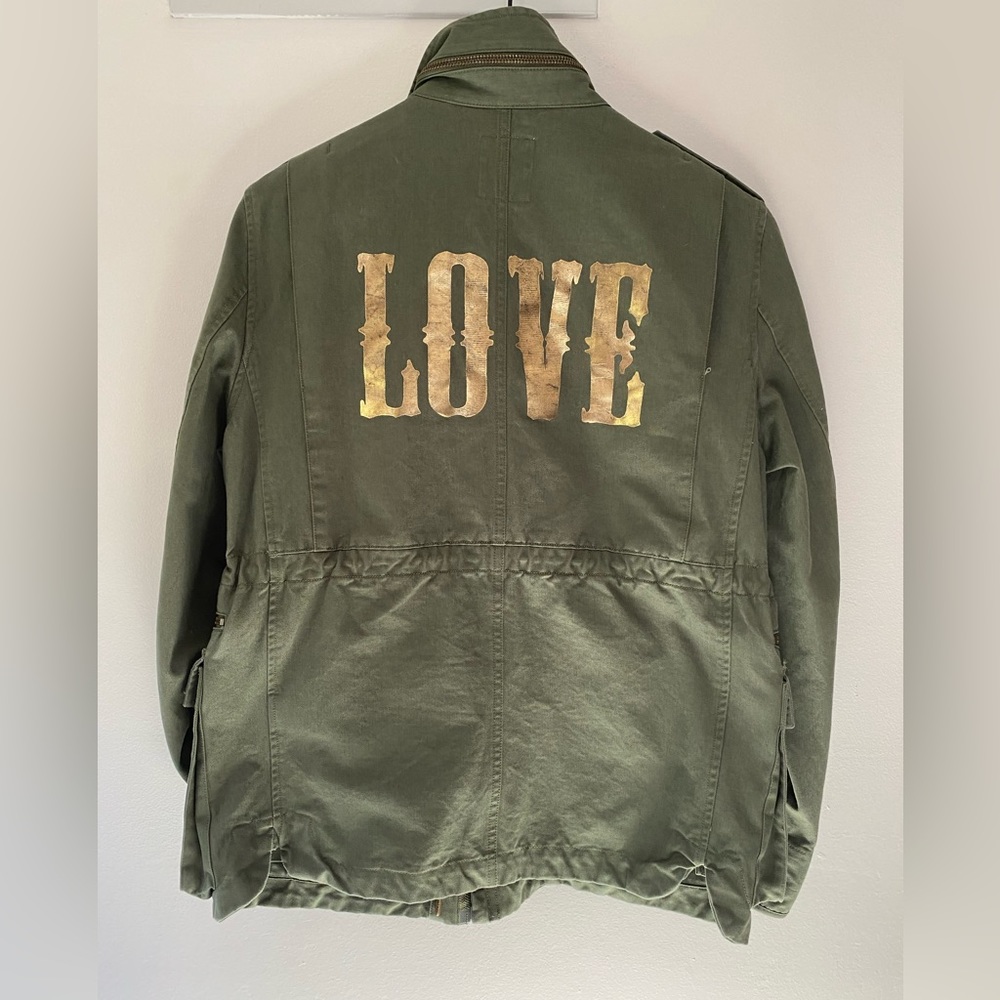Zadig & Voltaire Kola Love Gold Metallic Army Utility Jacket